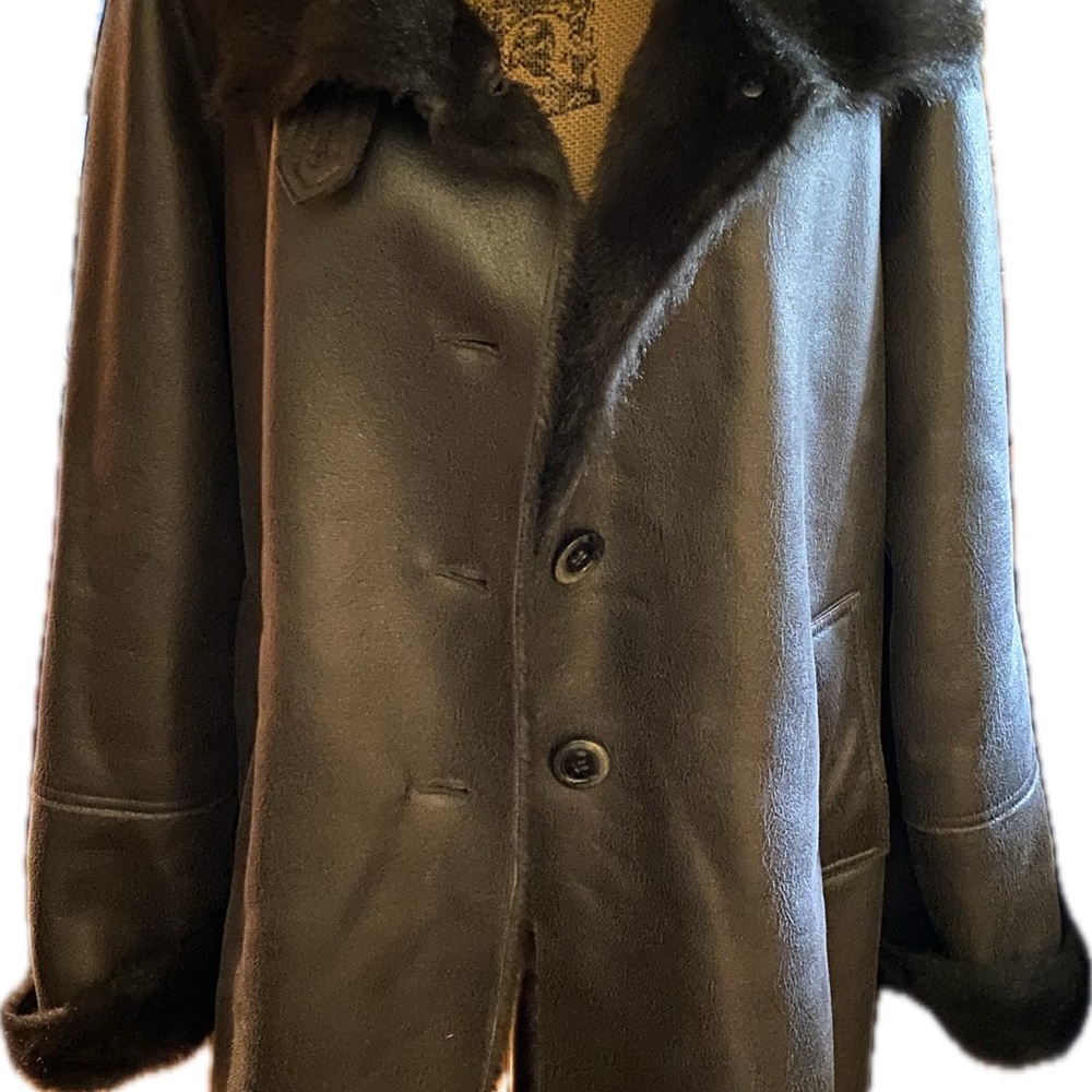 Coldwater Creek Genuine Leather Airline Jacket- Metallic Black-EUC